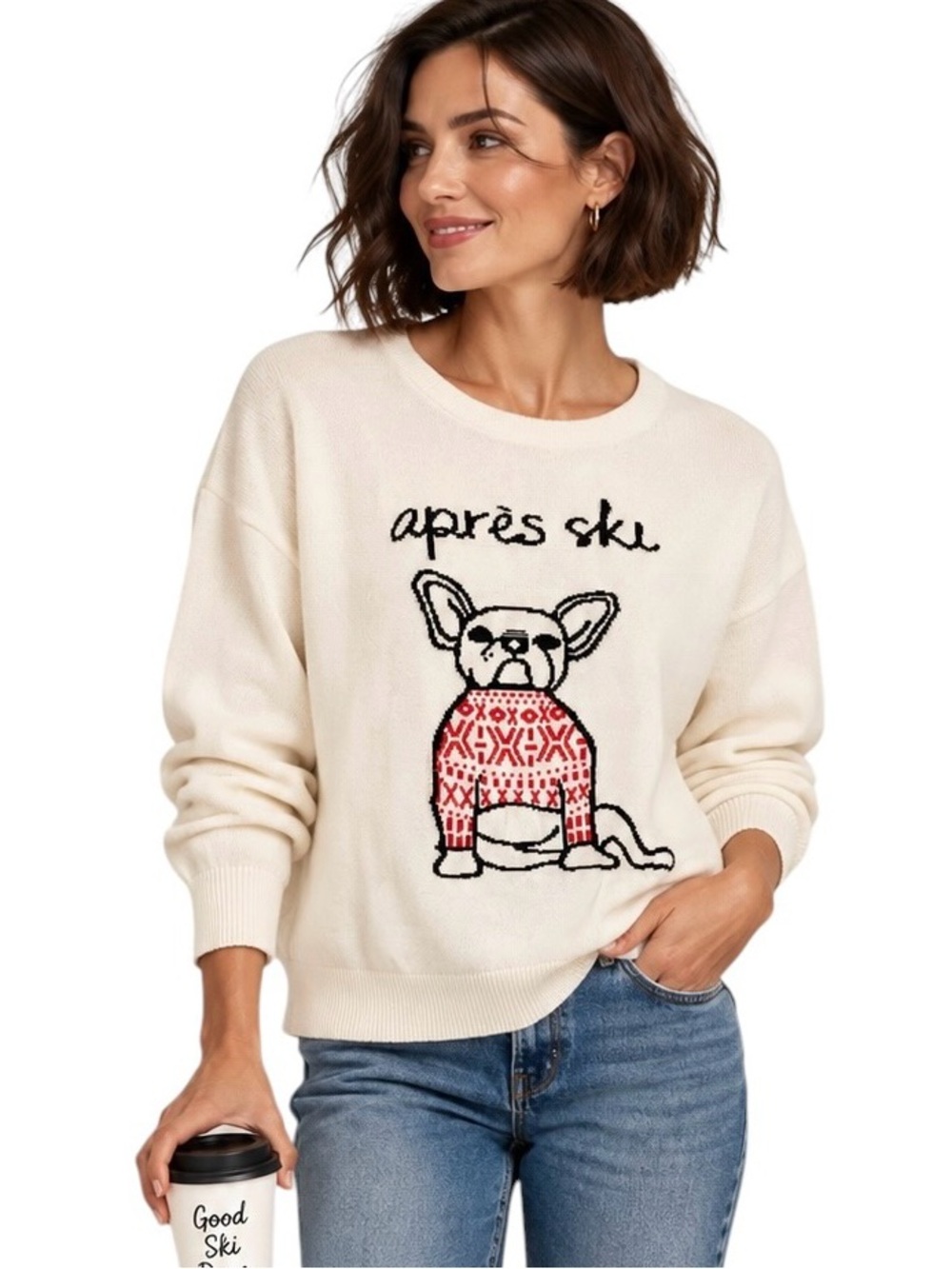 FRENCH CONNECTION Après Ski Frenchie Cotton Sweater Women’s Size Medium